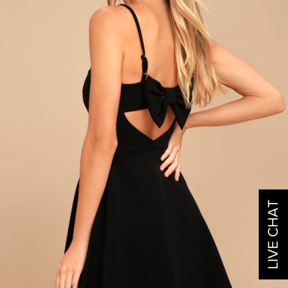 Lulus black bow me skater dress small